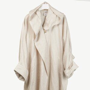 Ivan Grundahl Beige Linen Oversized Hooded Coat
